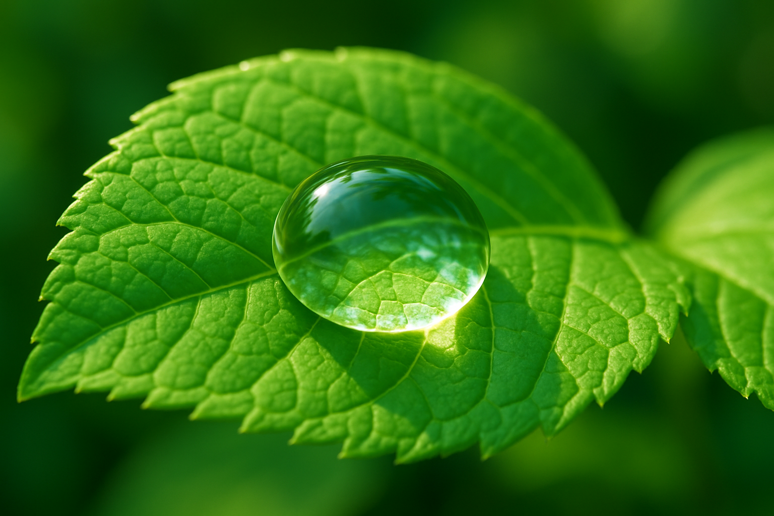 green leaf with water drop
